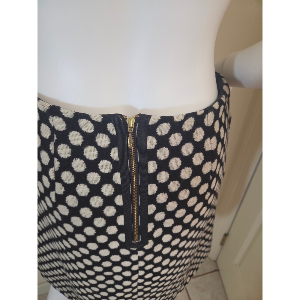 Boden Womens Wool Blend Polka Dot A-Line Skirt Navy Blue Cream US 4R Zip Back - Picture 9 of 12